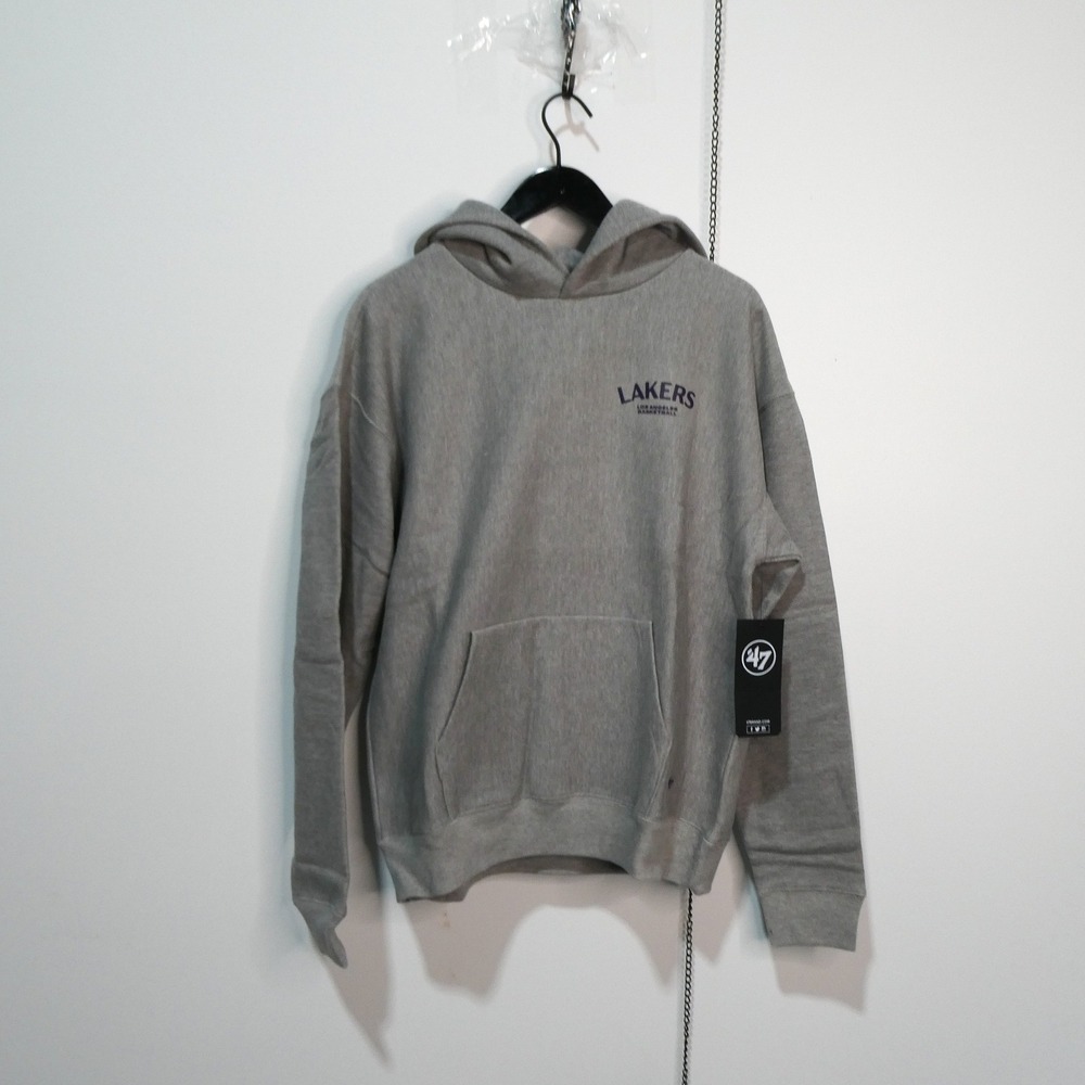 Lakers Hoodie Mens Medium '47 Brand Gray NBA Basketball Los Angeles Fleece NEW